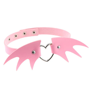 Goth Pink PU Leather Necklaces with Spike Rivet Sexy Collar