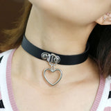 Goth Pink PU Leather Necklaces with Spike Rivet Sexy Collar