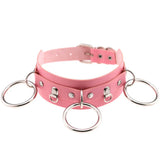 Goth Pink PU Leather Necklaces with Spike Rivet Sexy Collar