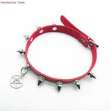 Gothic Spike Choker Collar Harness Necklace Punk Leather Chocker