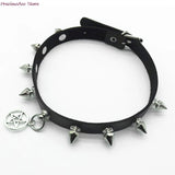 Gothic Spike Choker Collar Harness Necklace Punk Leather Chocker
