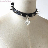 Gothic Spike Choker Collar Harness Necklace Punk Leather Chocker