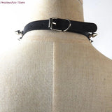 Gothic Spike Choker Collar Harness Necklace Punk Leather Chocker