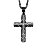 Men's Cross Pendant Necklace Stainless Steel Cubic Zirconia Chrome Plated