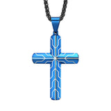 Men's Cross Pendant Necklace Stainless Steel Cubic Zirconia Chrome Plated