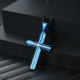 Men's Cross Pendant Necklace Stainless Steel Cubic Zirconia Chrome Plated