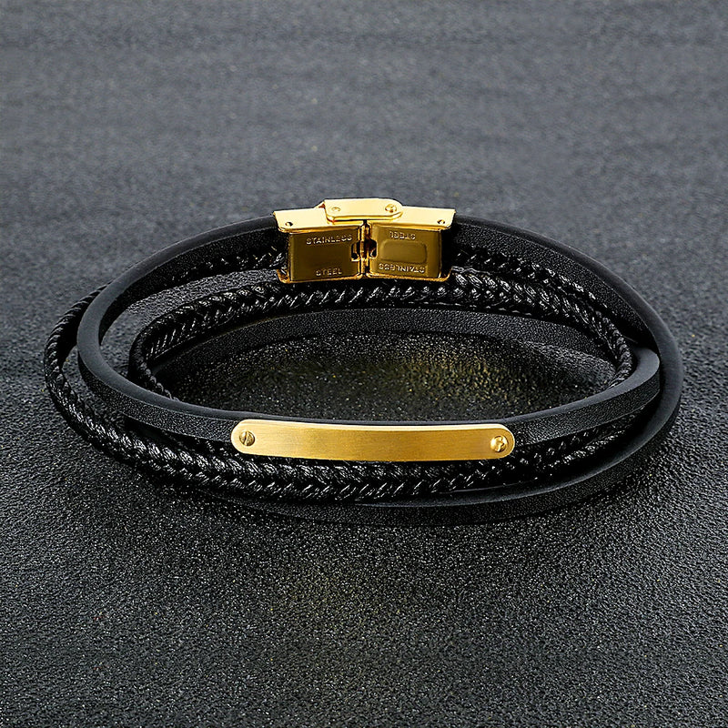 Hand-Woven Bangles Men's Leather Bracelet