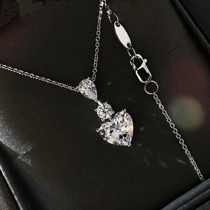 3ct Moissanite Heart Pendant 925 Sterling Silver Necklace