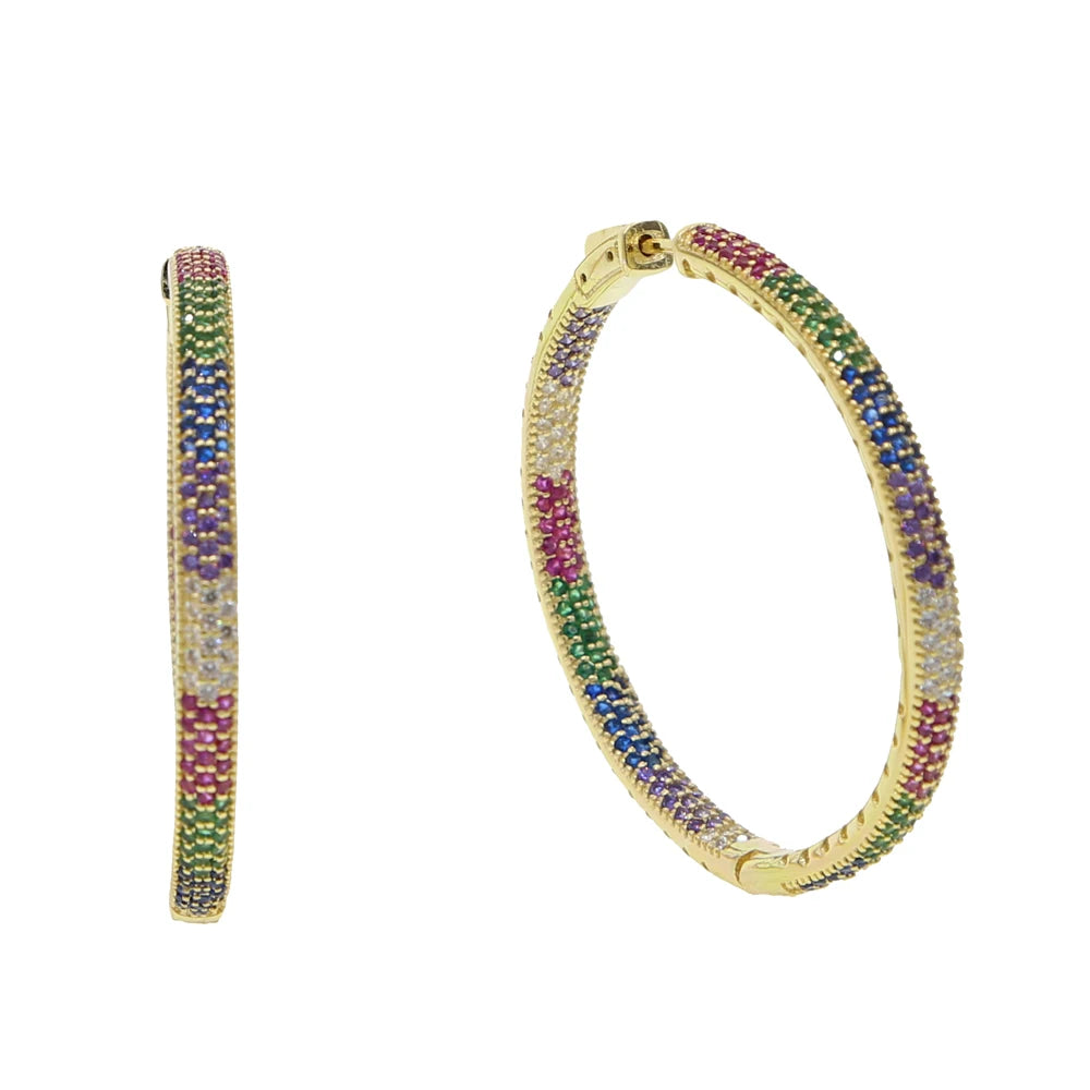 50mm Rainbow Cz Hoop Earring Wedding Jewelry