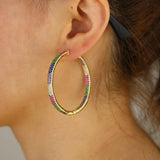50mm Rainbow Cz Hoop Earring Wedding Jewelry