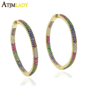 50mm Rainbow Cz Hoop Earring Wedding Jewelry