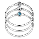 925 Silver Rose Zircon Heart Bracelet Snake Bone Chain Jewelry