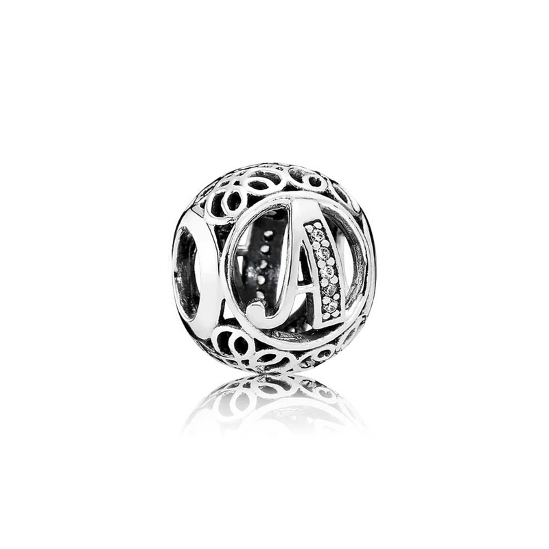S925 Sterling Silver 26 Letter Charm DIY Jewelry for Women