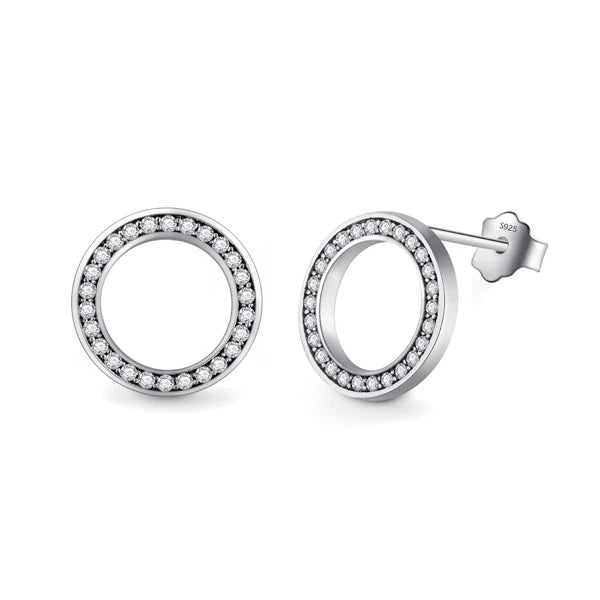 925 Silver Crystal Zircon Stud Earrings Bridal Wedding Jewelry