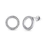 925 Silver Crystal Zircon Stud Earrings Bridal Wedding Jewelry