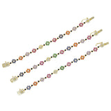Rainbow CZ Daisy Flower Charm Bracelet for Girls