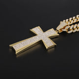 Hip Hop Large Cross Pendant Neck Chain Crystal Necklace for Men