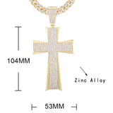 Hip Hop Large Cross Pendant Neck Chain Crystal Necklace for Men