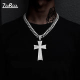 Hip Hop Large Cross Pendant Neck Chain Crystal Necklace for Men