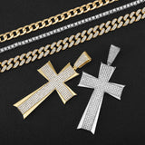 Hip Hop Large Cross Pendant Neck Chain Crystal Necklace for Men