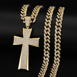 Hip Hop Large Cross Pendant Neck Chain Crystal Necklace for Men