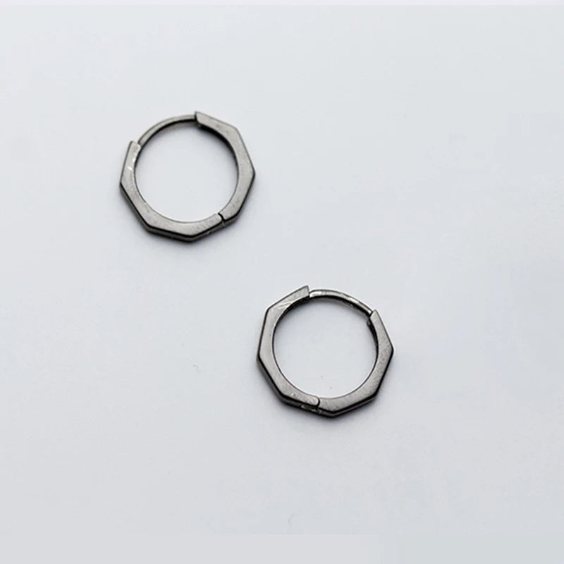 925 Silver Octagonal Short Earrings Fine Jewelry