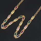 Copper Pendant Necklace Set with Square Cubic Zirconia - Women Jewelry Gift