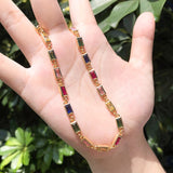 Copper Pendant Necklace Set with Square Cubic Zirconia - Women Jewelry Gift
