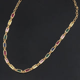 Copper Pendant Necklace Set with Square Cubic Zirconia - Women Jewelry Gift