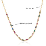 Copper Pendant Necklace Set with Square Cubic Zirconia - Women Jewelry Gift