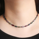 Copper Pendant Necklace Set with Square Cubic Zirconia - Women Jewelry Gift