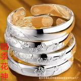 Embossed Four Seasons Flower God Bracelet - Mother Jewelry Gift
