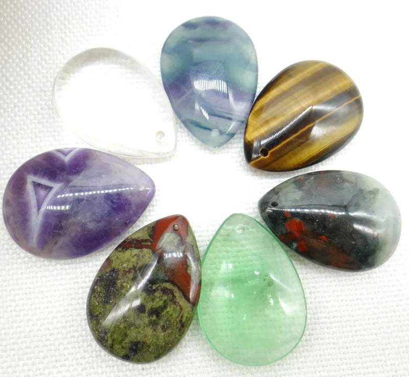 DIY Natural Gem Stone Quartz Crystal Tiger Eye Pendant 4pcs