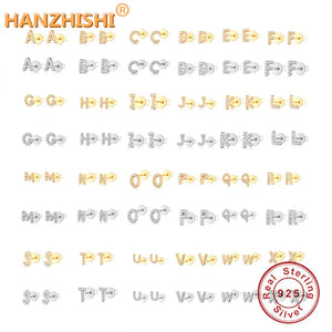 925 Sterling Silver Letter Alphabet Stud Earrings for Women Girls