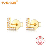 925 Sterling Silver Letter Alphabet Stud Earrings for Women Girls