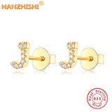 925 Sterling Silver Letter Alphabet Stud Earrings for Women Girls
