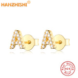 925 Sterling Silver Letter Alphabet Stud Earrings for Women Girls