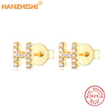 925 Sterling Silver Letter Alphabet Stud Earrings for Women Girls