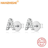 925 Sterling Silver Letter Alphabet Stud Earrings for Women Girls