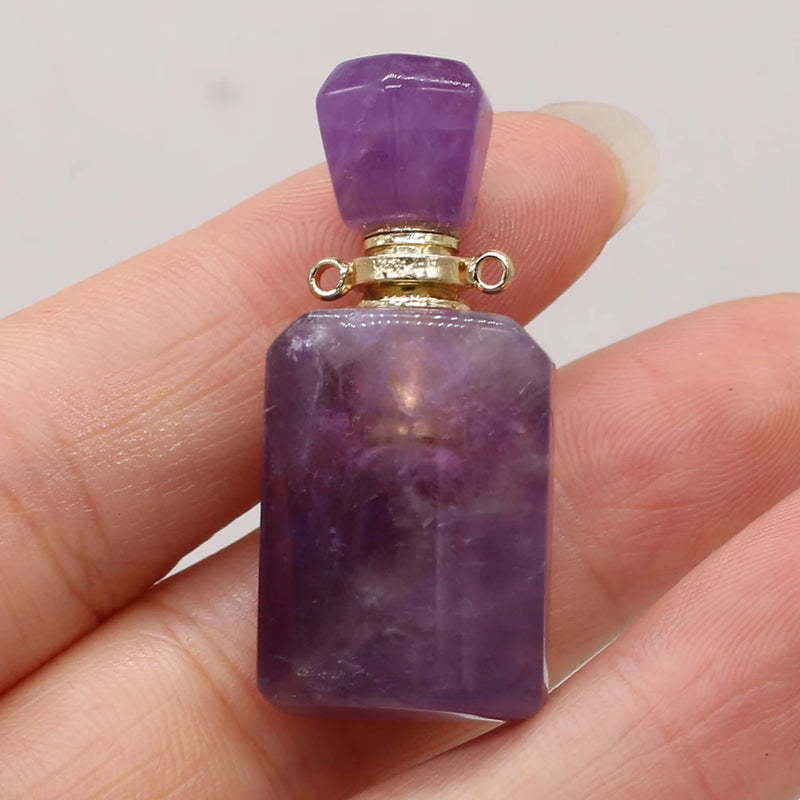 Natural Stone Perfume Bottle Pendant for Jewelry Making DIY