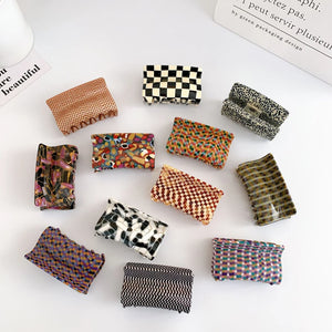 Acrylic Square Marble Leopard Hair Clips