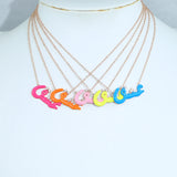 Rainbow Enamel Alphabet Necklace - Love Letter Jewelry