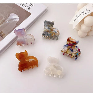 Colorful Plastic Hair Claw Cat Grip Clips For Girls