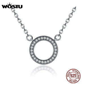 925 Sterling Silver Lucky Circle Pendant Necklace for Women