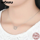 925 Sterling Silver Lucky Circle Pendant Necklace for Women