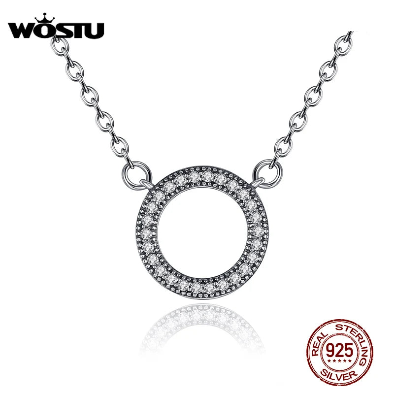925 Sterling Silver Lucky Circle Pendant Necklace for Women