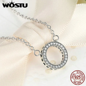 925 Sterling Silver Lucky Circle Pendant Necklace for Women