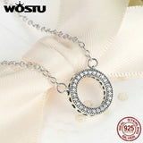 925 Sterling Silver Lucky Circle Pendant Necklace for Women