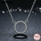 925 Sterling Silver Lucky Circle Pendant Necklace for Women