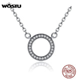 925 Sterling Silver Lucky Circle Pendant Necklace for Women